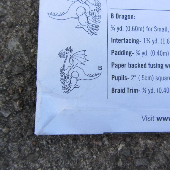simplicity 4063 sewing pattern 2006 stuffed dragons (CL96) - Picture 8 of 10